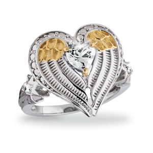 Guardian Angel Wings Heart Ring