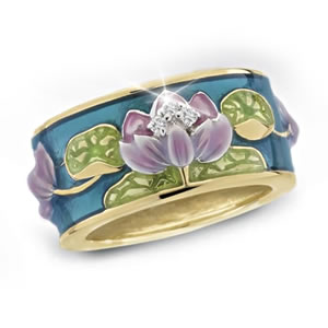 Jeweled Water Lilies Ring