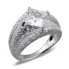 Three Carat Princess-cut White CZ Silver Sensation