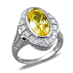 Art Deco Yellow CZ Ring