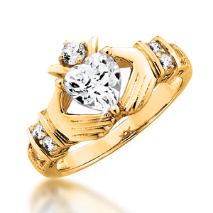 Irish Claddagh Gold Edition 1 Carat Engagement Ring 