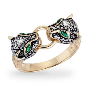 Jeweled Panther Ring