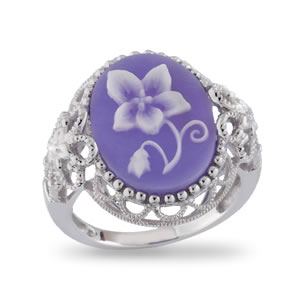 Violets In The Snow Cameo Ring