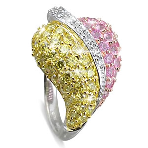 Pink and Yellow Heart Silver Sensation