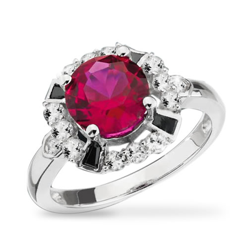 Details about   Diamond & Star Ruby Ring Set In Sterling Silver Diamond Halo Color Stone Bir 