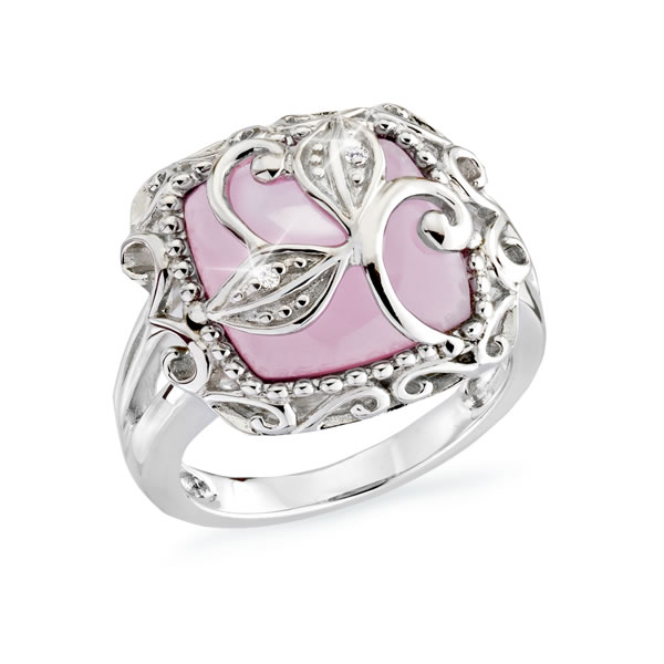 Solid 925 Sterling Silver Pink Crystal Hope Heart Pendant Charm 